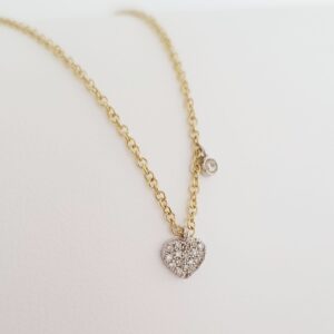 Náhrdelník Heart s prírodnými diamantami 0,06 ct žlté zlato 14kt