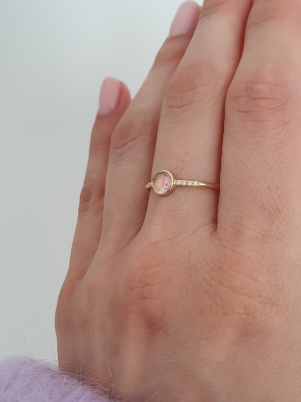Prsteň Pink Tourmaline Diamonds Mini 14kt žlté zlato