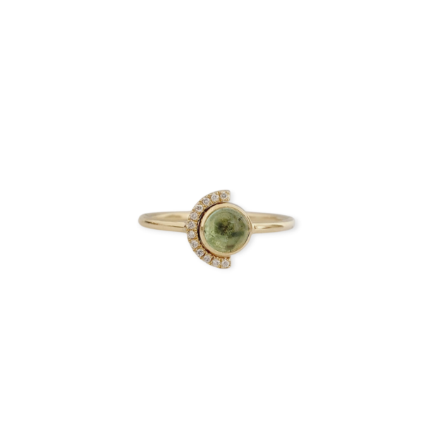 Prsteň Boho Green Tourmaline žlté zlato 14Kt prírodné diamanty