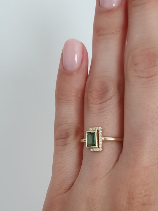 Prsteň Eternal Tourmaline žlté zlato 14Kt prírodné diamanty