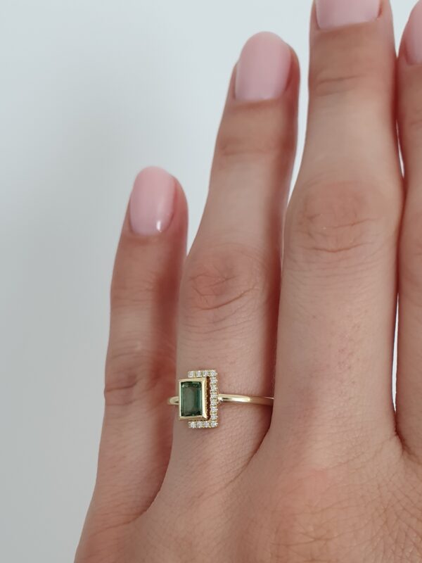 Prsteň Eternal Tourmaline žlté zlato 14Kt prírodné diamanty