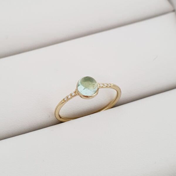 Prsteň Green Tourmaline Diamonds Mini 14kt žlté zlato