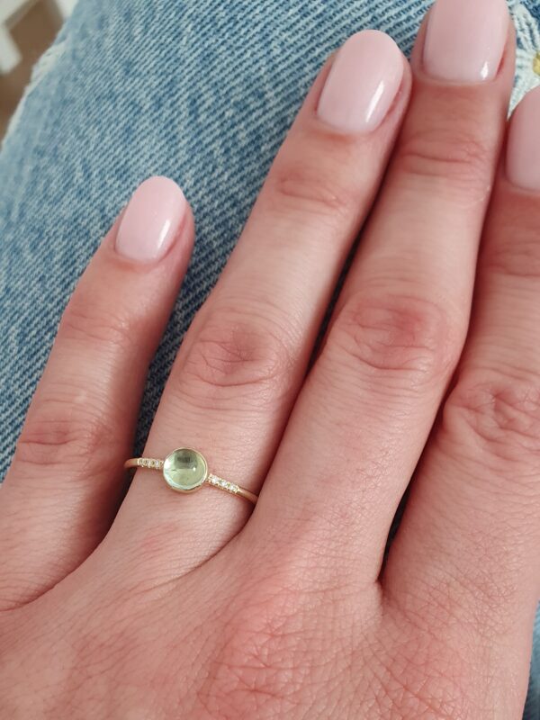 Prsteň Green Tourmaline Diamonds Mini 14kt žlté zlato