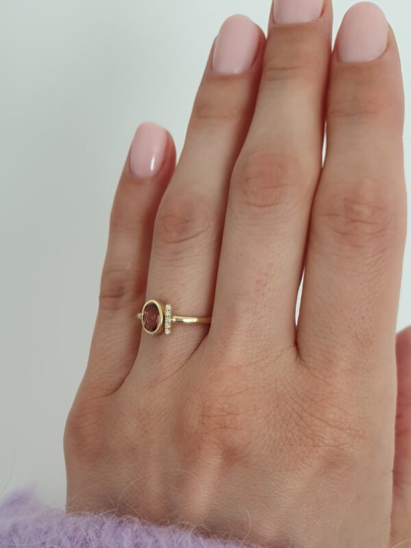 Prsteň Tourmaline Love žlté zlato 14Kt prírodné diamanty