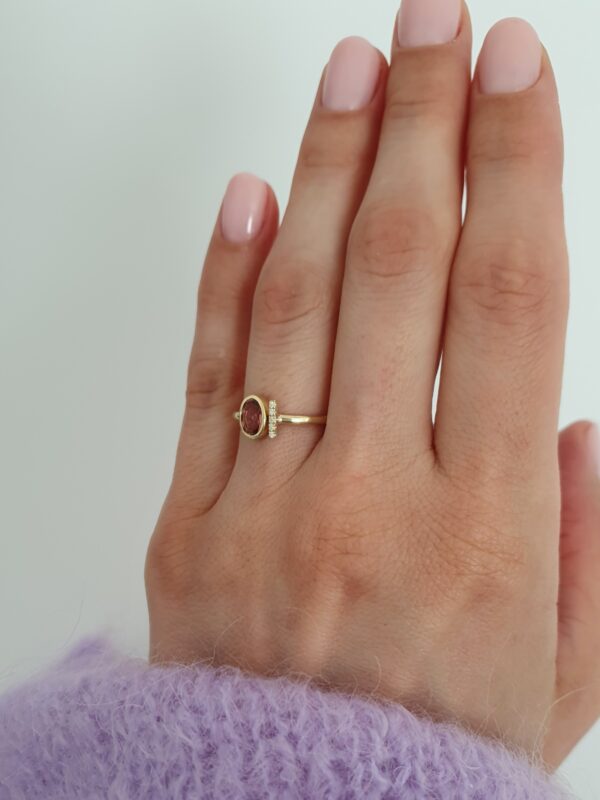 Prsteň Tourmaline Love žlté zlato 14Kt prírodné diamanty