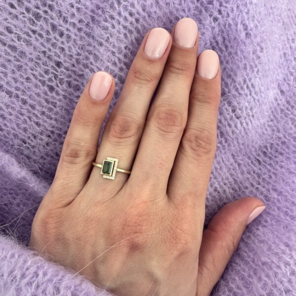 Prsteň Eternal Tourmaline žlté zlato 14Kt prírodné diamanty