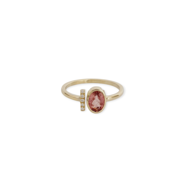 Prsteň Tourmaline Love žlté zlato 14Kt prírodné diamanty