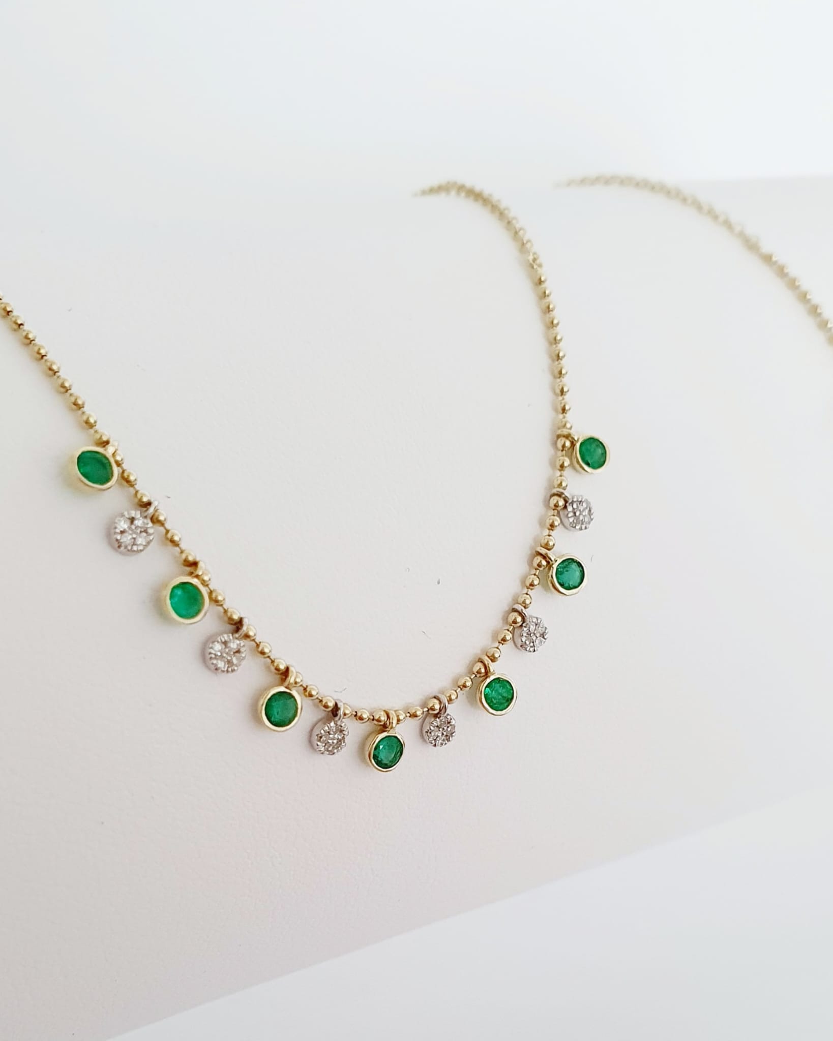 Náhrdelník Emerald s prírodnými diamantami 0,05 ct žlté zlato 14kt