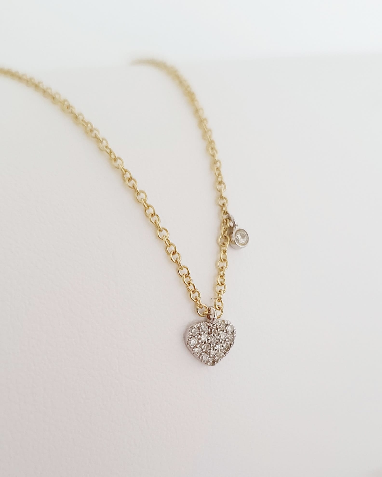 Náhrdelník Heart s prírodnými diamantami 0,06 ct žlté zlato 14kt