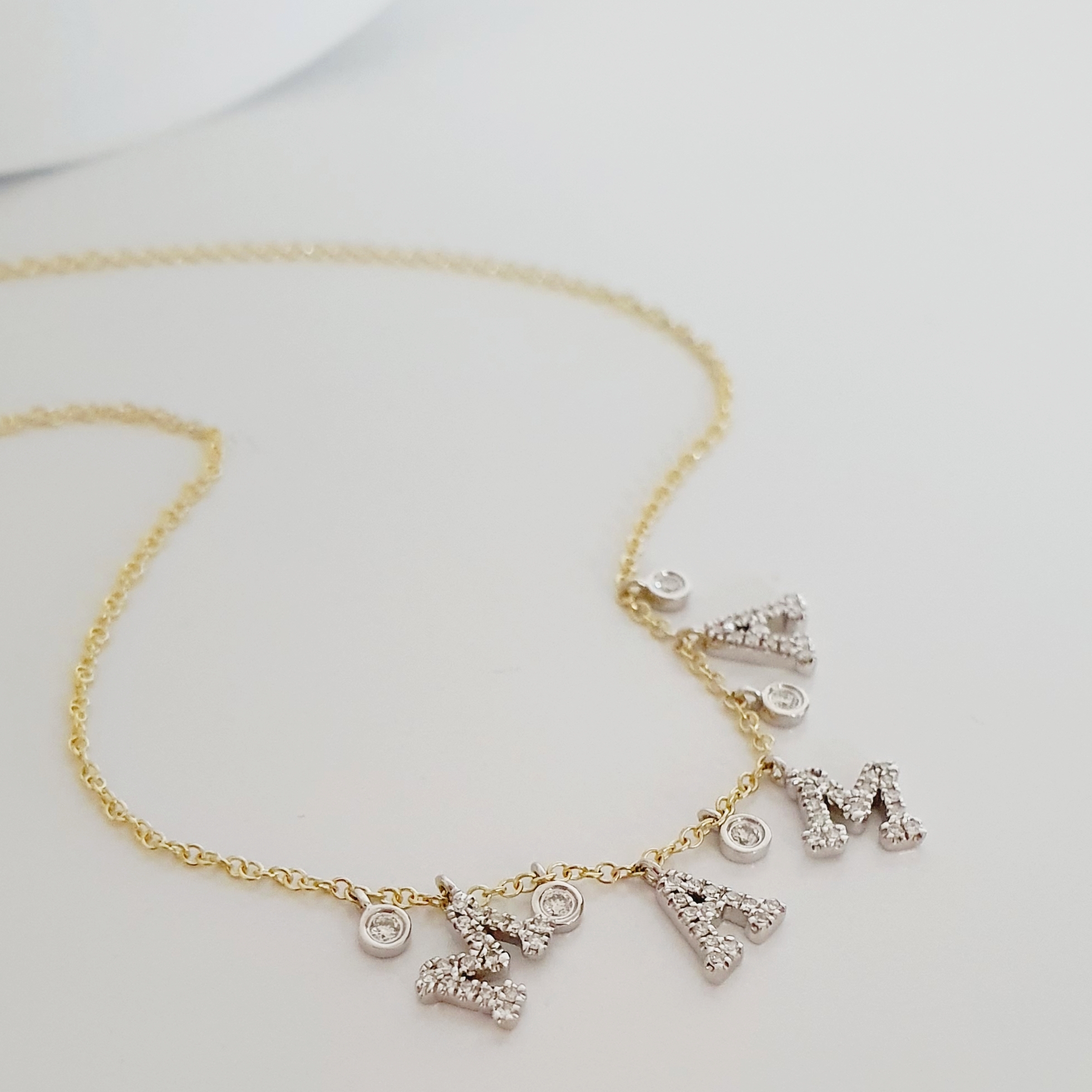 Náhrdelník MAMA II s prírodnými diamantami žlté zlato 14kt