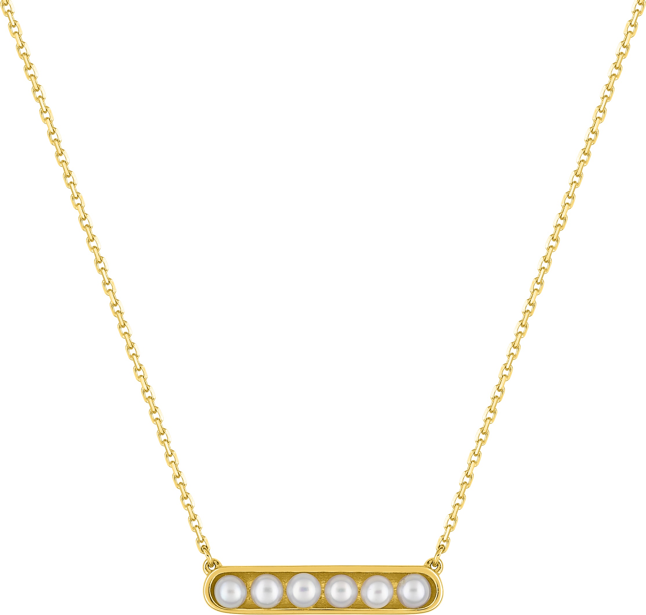 Náhrdleník Minimal Bar Pearls 18kt žlté zlato perly