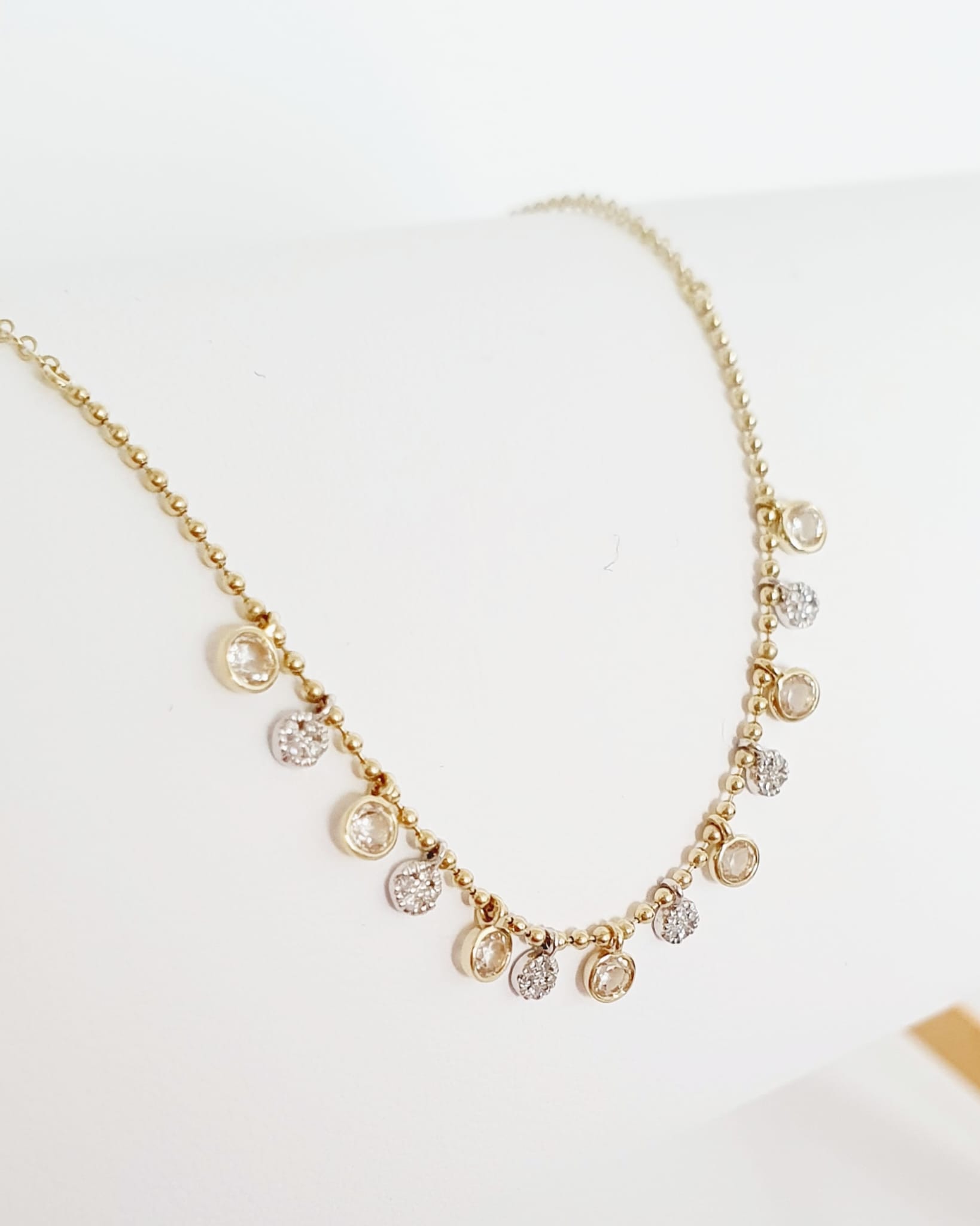 Náhrdelník Topas s prírodnými diamantami 0,05 ct žlté zlato 14kt