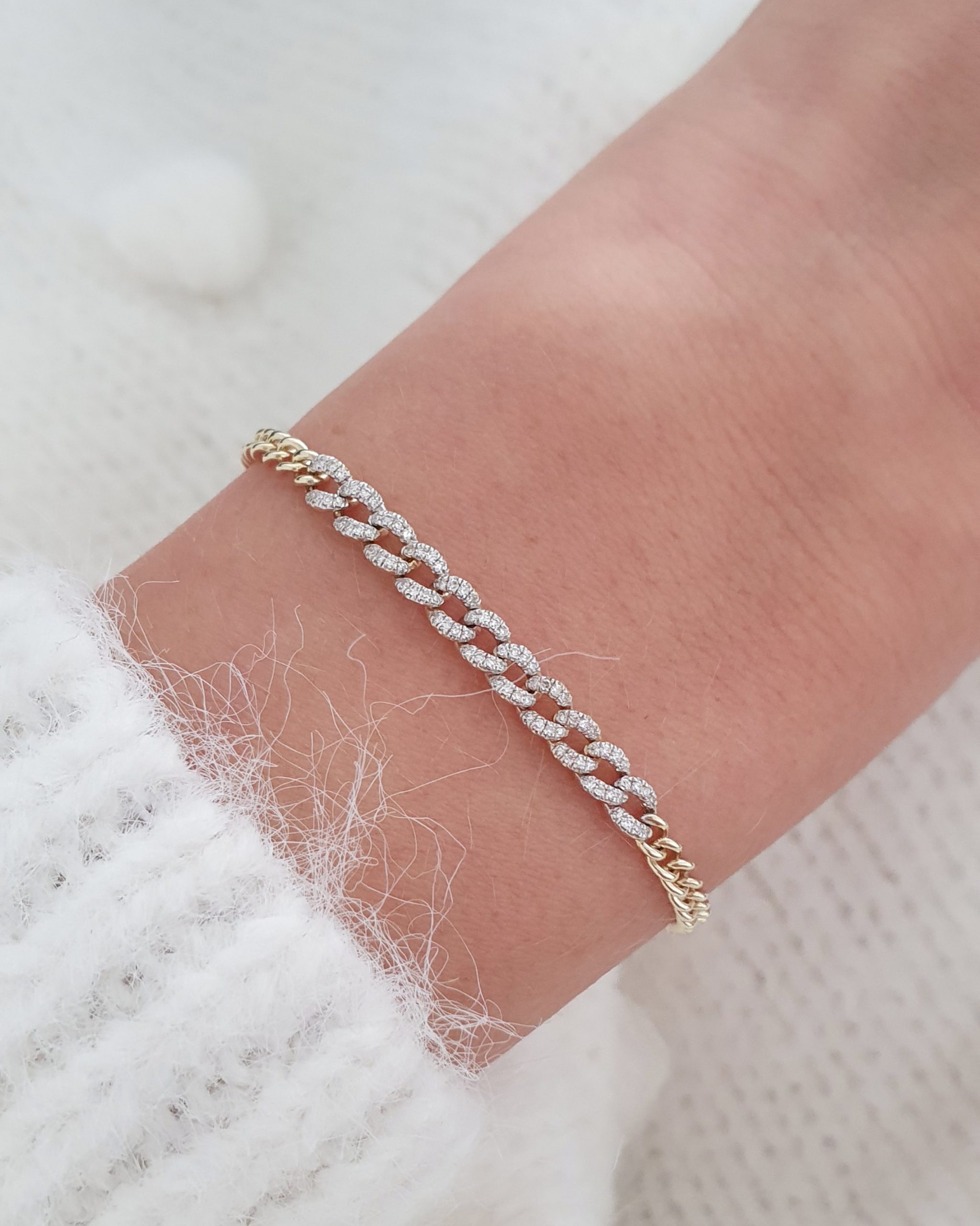 Náramok Chain diamonds 0,35ct 14kt žlté zlato