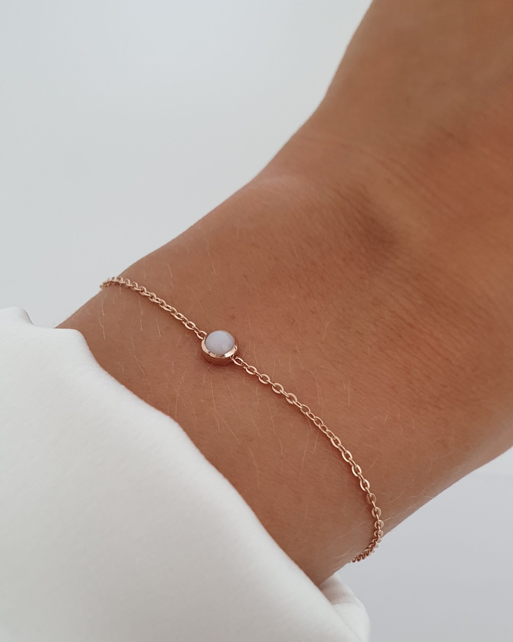 Náramok Ružový opál 14kt zlato