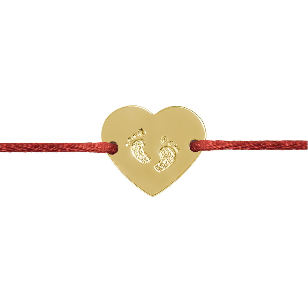 Šnúrkový náramok Baby feet srdce