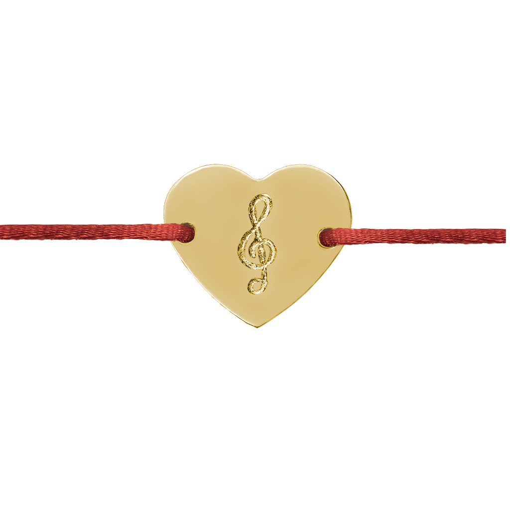 Šnúrkový náramok Husľový kľúč srdce