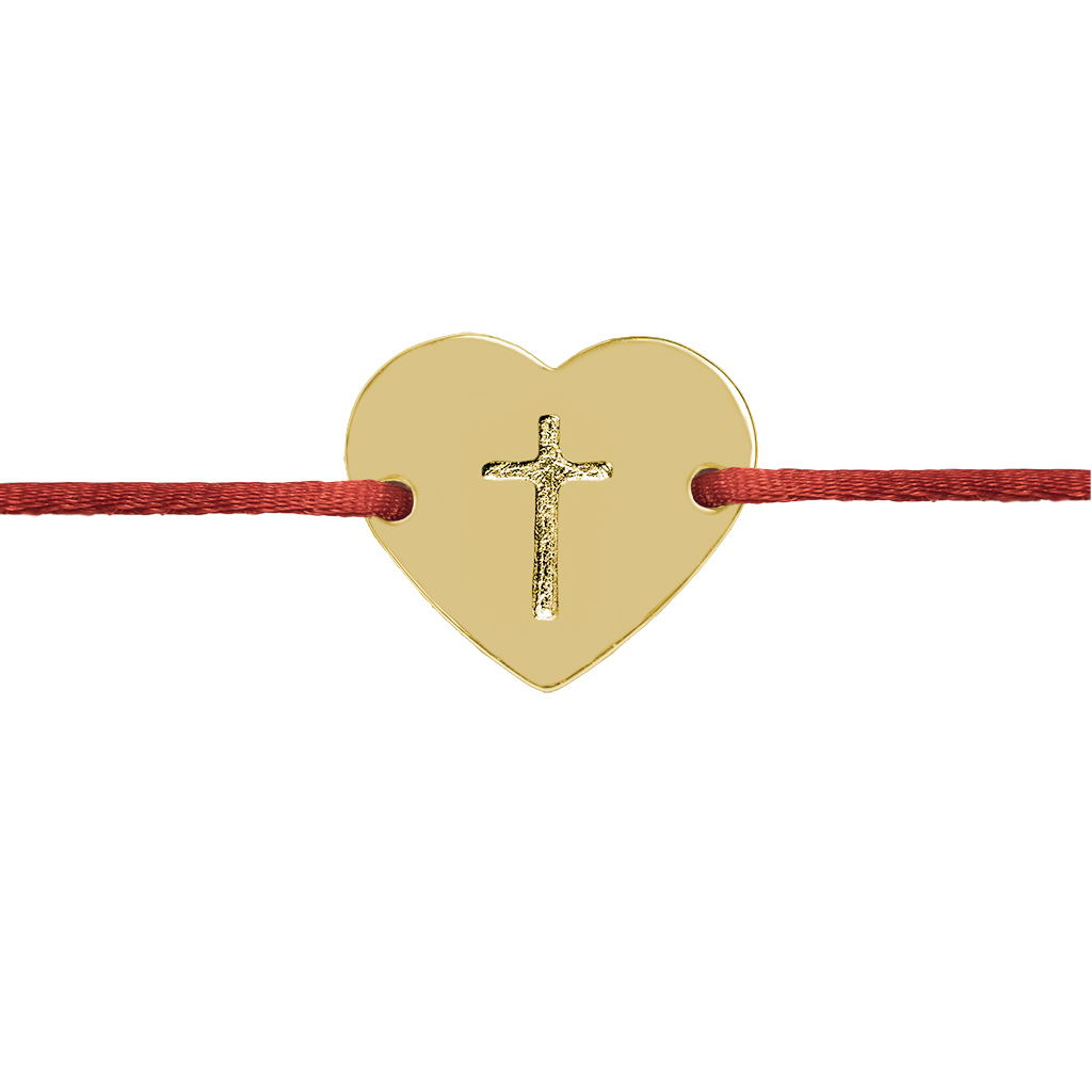 Šnúrkový náramok Srdiečko s krížikom