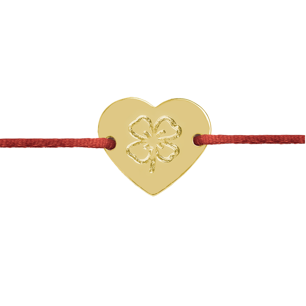 Šnúrkový náramok Štvorlístok srdce