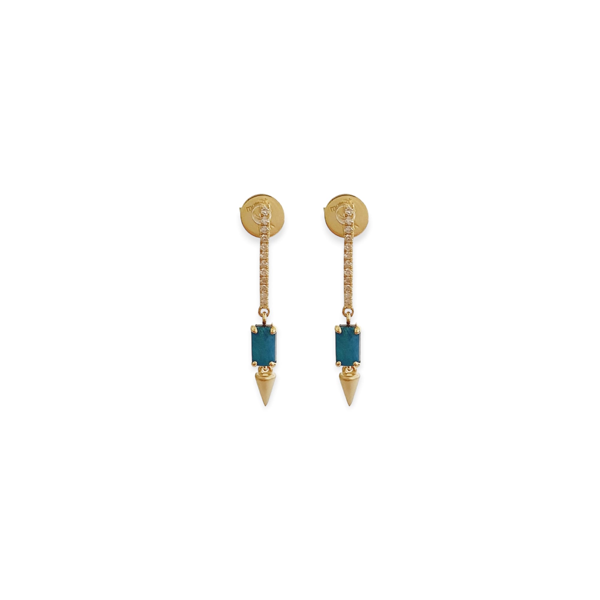 Náušnice s prírodným opálom 0,37ct a diamantami 0,08ct 14kt žlté zlato