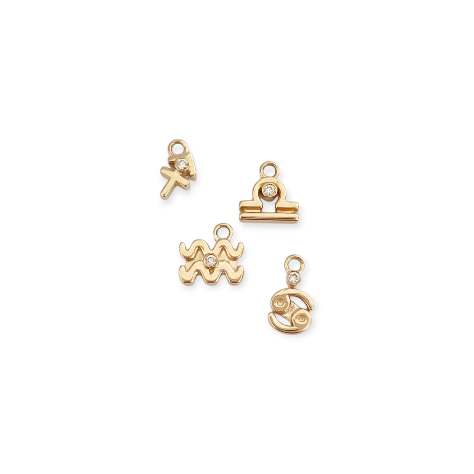 Prívesok na permanentný náramok Zodiac žlté zlato 14Kt prírodný diamant 0,01 ct