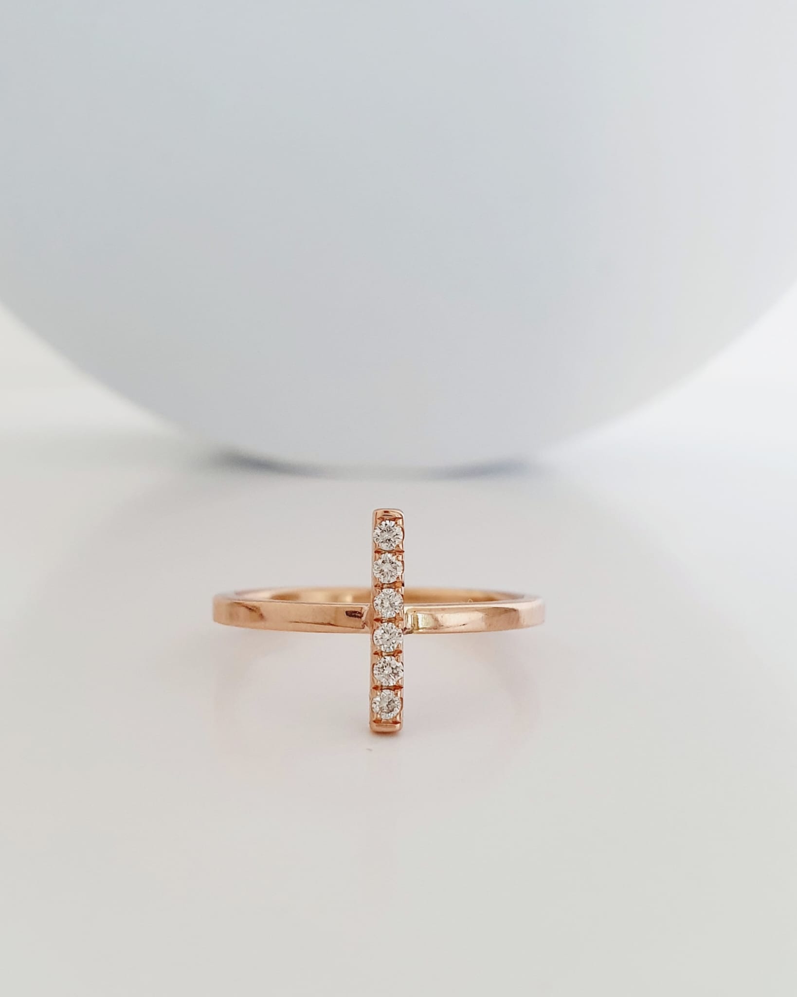 Prsteň Fancy Bar Prírodné Diamanty ružové zlato 18kt