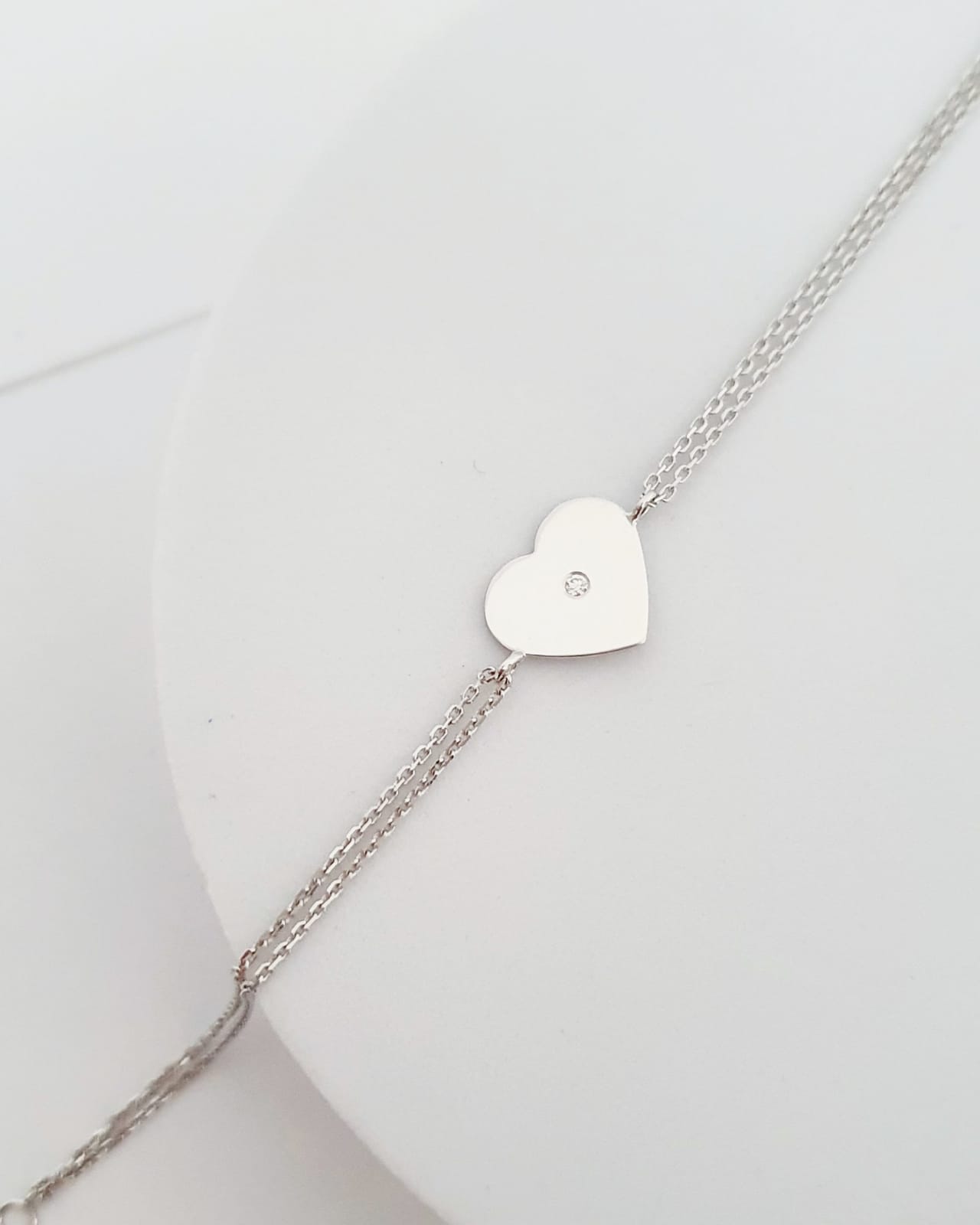 Náramok Srdce dvojitá retiazka diamant 1,5mm