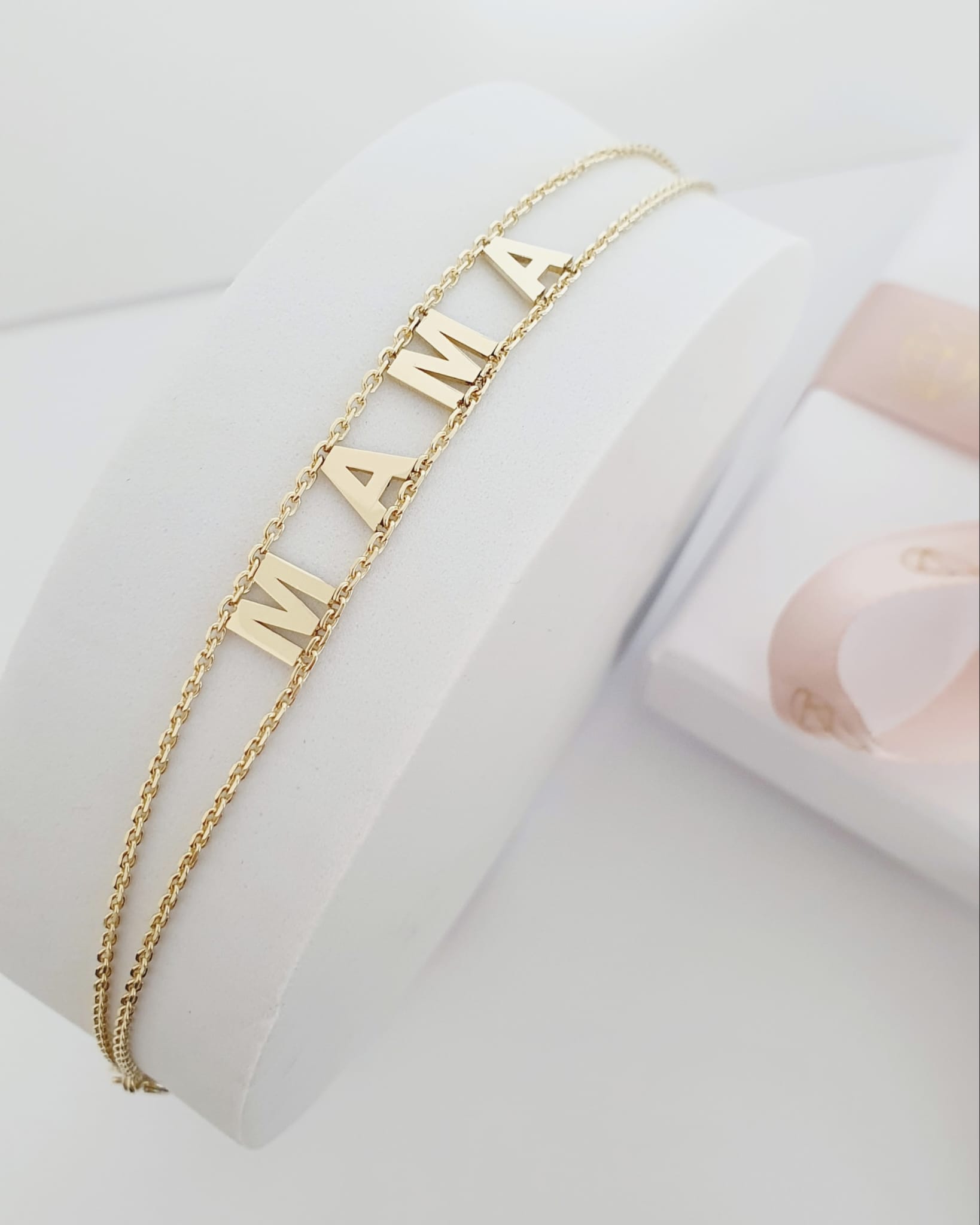 Náramok MAMA žlté/biele/ zlato 14kt