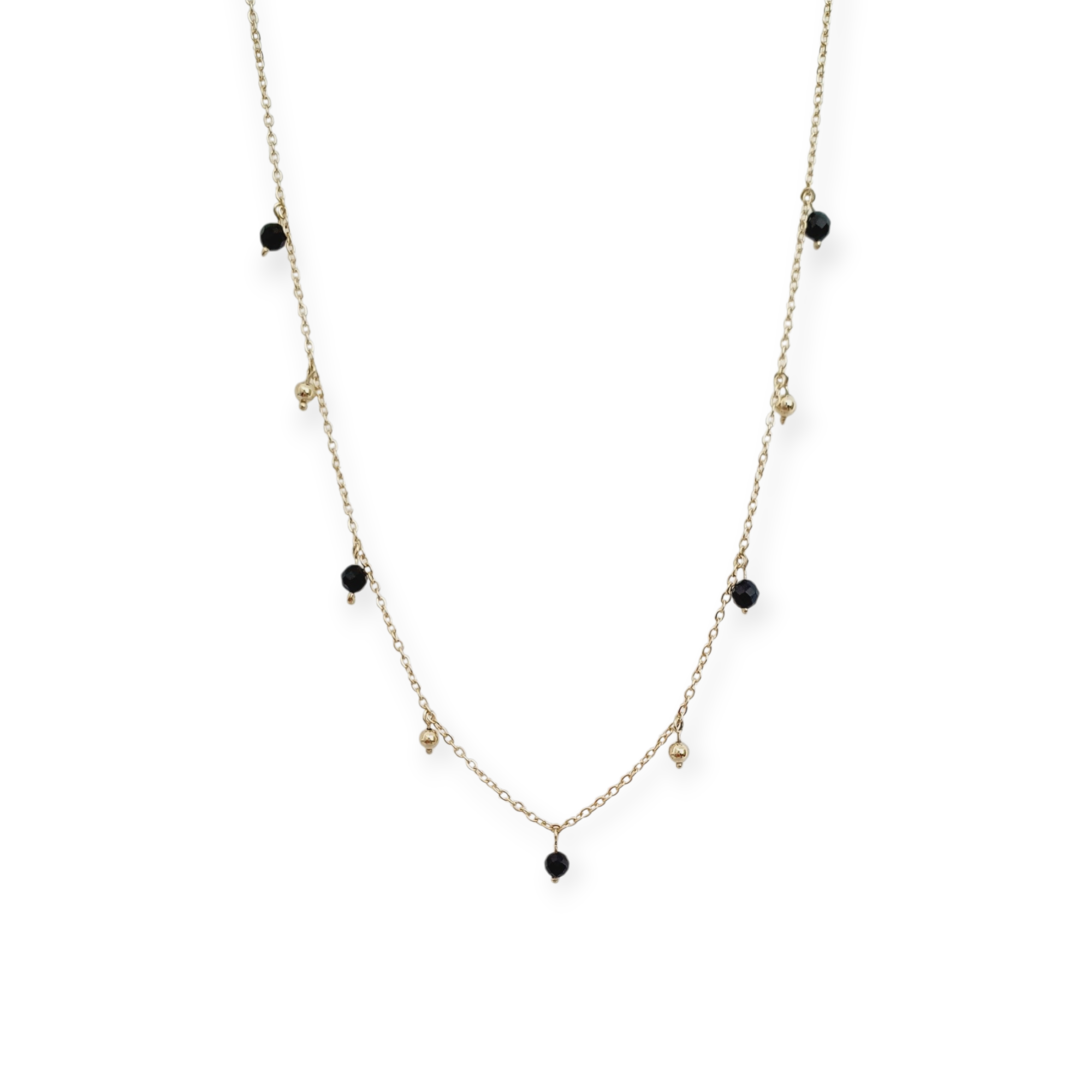 Náhrdelník Black Onyx and Gold dots